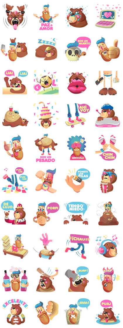 Hipster & Oso Sticker for LINE, WhatsApp, Telegram — Android, iPhone iOS