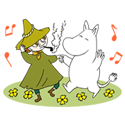 picture of moomintroll and snufkin dancing