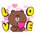 Free Brown & Cony Heart Melting Romance LINE sticker for WhatsApp
