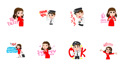 Captain AA & Nong Air - 12896 Line Sticker GIF & PNG Pack: Animated & Transparent No Background | WhatsApp Sticker