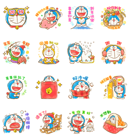  Doraemon  CNY Stickers Sticker  for LINE WhatsApp  