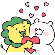 Girly Bear × Lion-chan Sticker for LINE & WhatsApp | ZIP: GIF & PNG