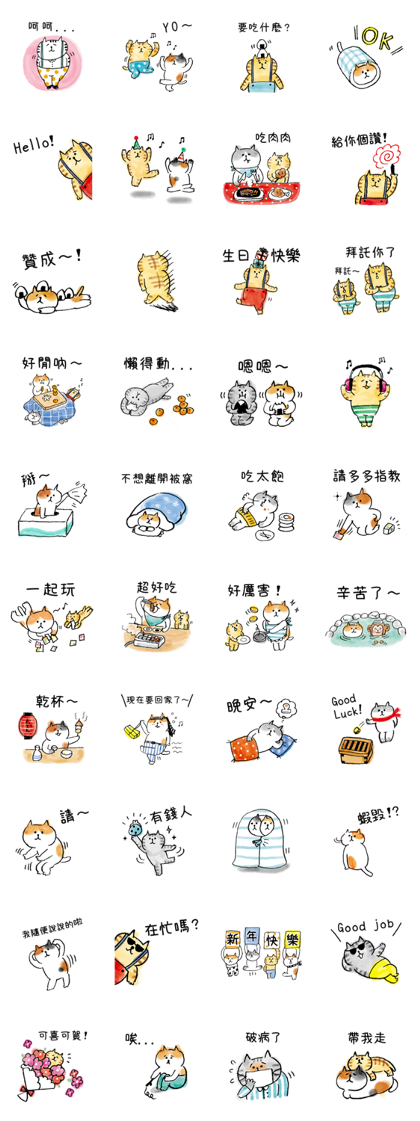 Lazy Nyansuke (Chinese Version) Line Sticker GIF & PNG Pack: Animated & Transparent No Background | WhatsApp Sticker