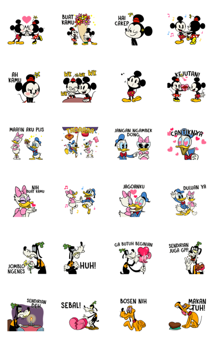 Valentine with Mickey Line Sticker GIF & PNG Pack: Animated & Transparent No Background | WhatsApp Sticker