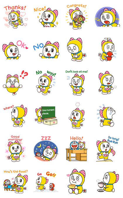 Dorami on the Move Line Sticker GIF & PNG Pack: Animated & Transparent No Background | WhatsApp Sticker