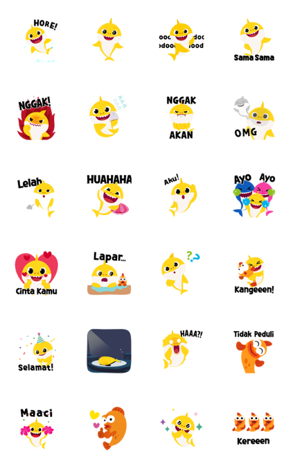 PINKFONG: Baby Shark's Dance Time Line Sticker GIF & PNG Pack: Animated & Transparent No Background | WhatsApp Sticker
