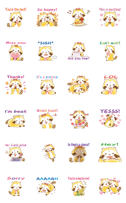 Rascal and Lily: Fluffy Love Line Sticker GIF & PNG Pack: Animated & Transparent No Background | WhatsApp Sticker