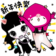 momoco × Lei Lei: Cuteness by Contrast Sticker for LINE & WhatsApp | ZIP: GIF & PNG