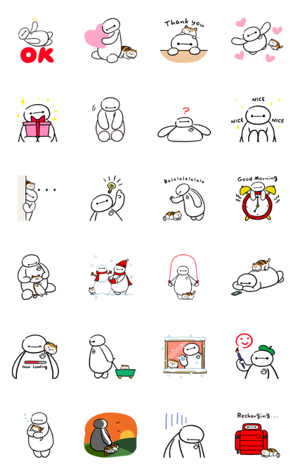 Big Hero 6: Stayin' Fluffy Line Sticker GIF & PNG Pack: Animated & Transparent No Background | WhatsApp Sticker