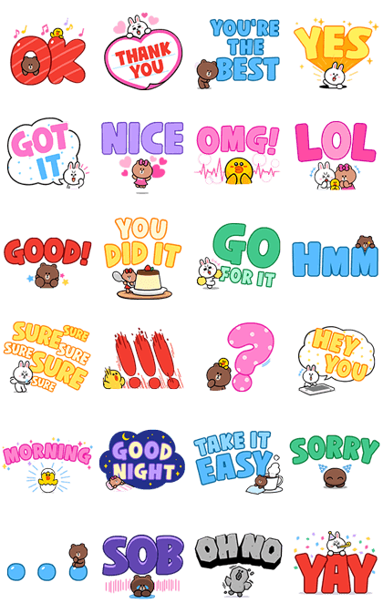 BROWN & FRIENDS Large Letters Line Sticker GIF & PNG Pack: Animated & Transparent No Background | WhatsApp Sticker