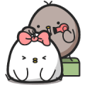 Black and White Chicken Big Love Sticker for LINE & WhatsApp | ZIP: GIF & PNG