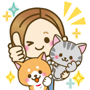 DOG'S HEART CAT'S HEART×OTONA-GIRL Sticker for LINE & WhatsApp | ZIP: GIF & PNG