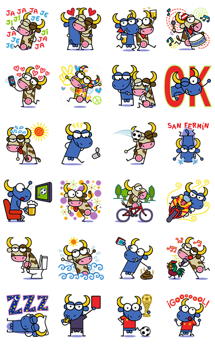Kukuxumusu: Cow & Bull Line Sticker GIF & PNG Pack: Animated & Transparent No Background | WhatsApp Sticker