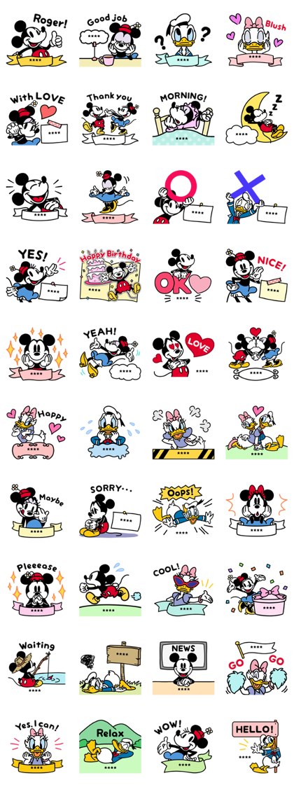 Mickey and Friends Custom Stickers Line Sticker GIF & PNG Pack: Animated & Transparent No Background | WhatsApp Sticker