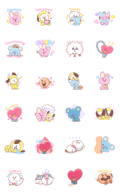 UNIVERSTAR BT21: Sweet Talkers Line Sticker GIF & PNG Pack: Animated & Transparent No Background | WhatsApp Sticker