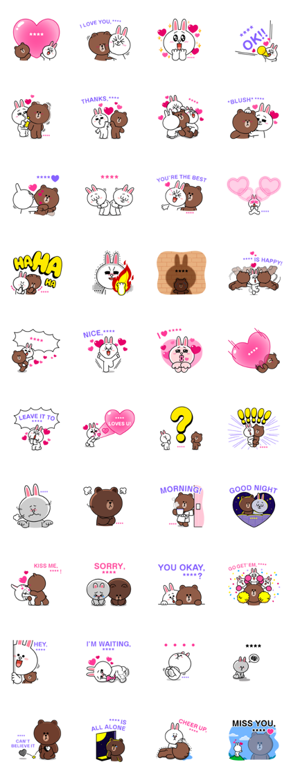 Brown & Cony Custom Stickers Line Sticker GIF & PNG Pack: Animated & Transparent No Background | WhatsApp Sticker