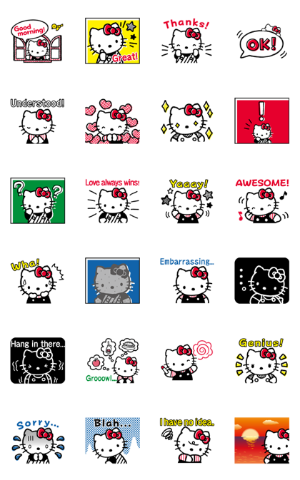 Hello Kitty 80's Line Sticker GIF & PNG Pack: Animated & Transparent No Background | WhatsApp Sticker