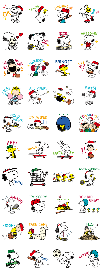 SNOOPY～PEANUTS SPORTS～ Line Sticker GIF & PNG Pack: Animated & Transparent No Background | WhatsApp Sticker
