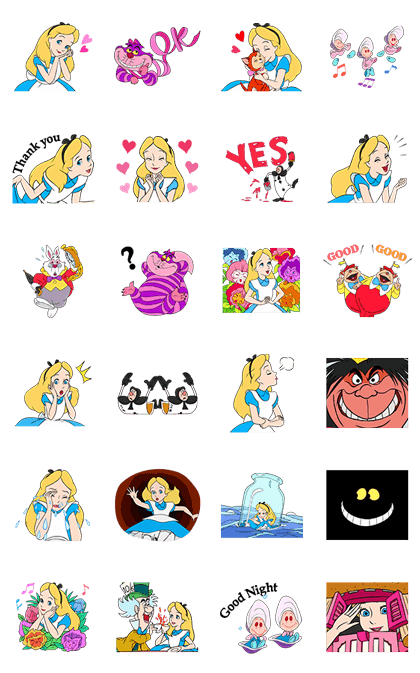 Alice In Wonderland Animated Stickers Line Sticker GIF & PNG Pack: Animated & Transparent No Background | WhatsApp Sticker