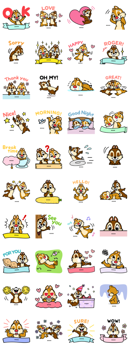 Chip 'n' Dale Custom Stickers Line Sticker GIF & PNG Pack: Animated & Transparent No Background | WhatsApp Sticker