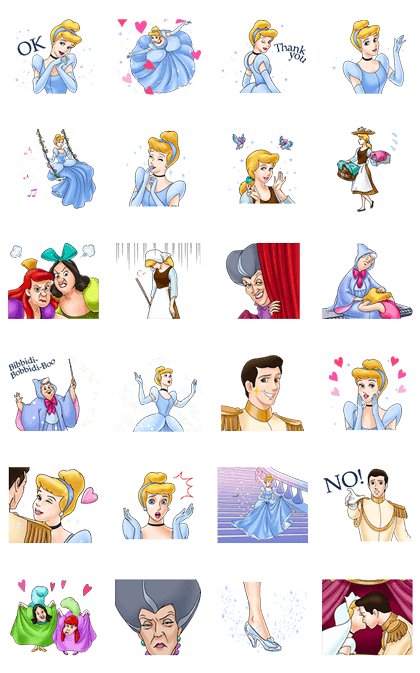 Cinderella Animated Stickers Line Sticker GIF & PNG Pack: Animated & Transparent No Background | WhatsApp Sticker