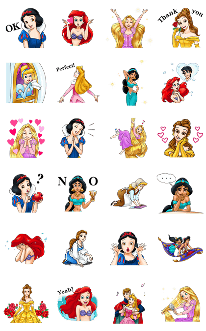 Disney Princess Animated Stickers Line Sticker GIF & PNG Pack: Animated & Transparent No Background | WhatsApp Sticker