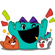 Kozy, Tabby, and Ceela: Fun Never Ends! Sticker for LINE & WhatsApp | ZIP: GIF & PNG