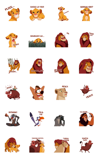 The Lion King Line Sticker GIF & PNG Pack: Animated & Transparent No Background | WhatsApp Sticker