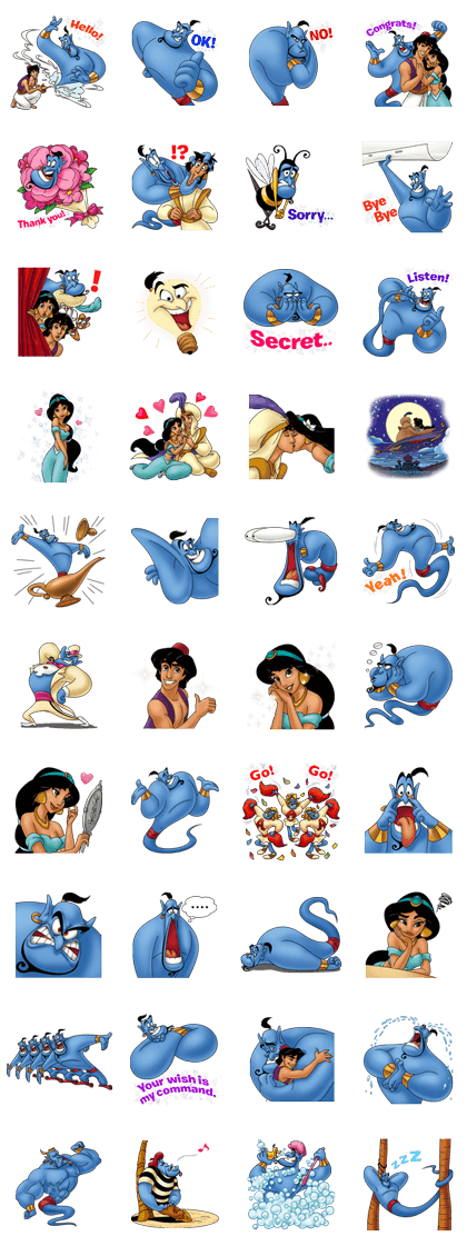 Aladdin Line Sticker GIF & PNG Pack: Animated & Transparent No Background | WhatsApp Sticker