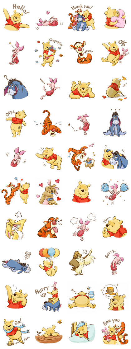 Pooh & Friends (Sunny days) Line Sticker GIF & PNG Pack: Animated & Transparent No Background | WhatsApp Sticker
