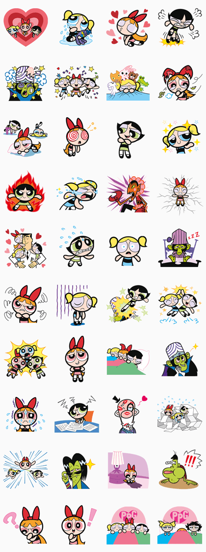 The Powerpuff Girls Line Sticker GIF & PNG Pack: Animated & Transparent No Background | WhatsApp Sticker