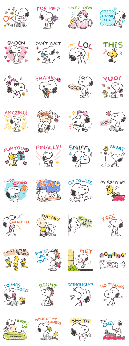 Snoopy's Friendly Chats Line Sticker GIF & PNG Pack: Animated & Transparent No Background | WhatsApp Sticker