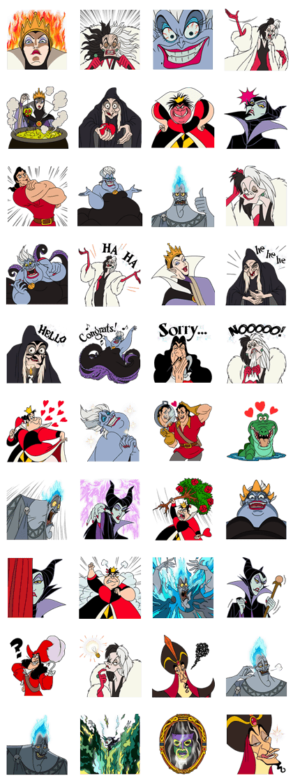 Disney Villains Line Sticker GIF & PNG Pack: Animated & Transparent No Background | WhatsApp Sticker