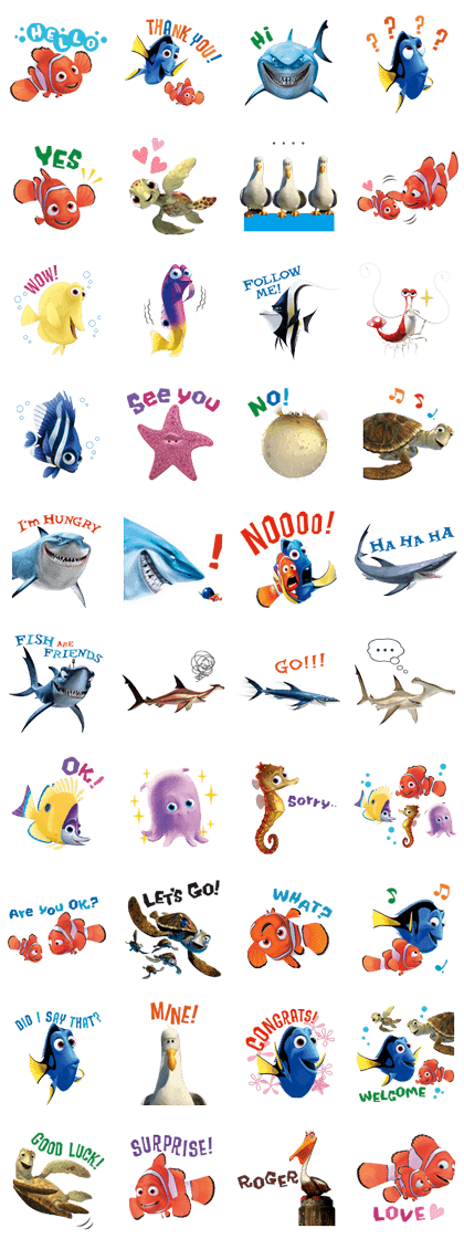 Finding Nemo Line Sticker GIF & PNG Pack: Animated & Transparent No Background | WhatsApp Sticker