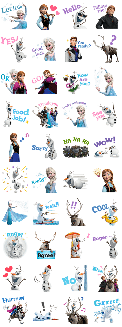 Frozen Line Sticker GIF & PNG Pack: Animated & Transparent No Background | WhatsApp Sticker