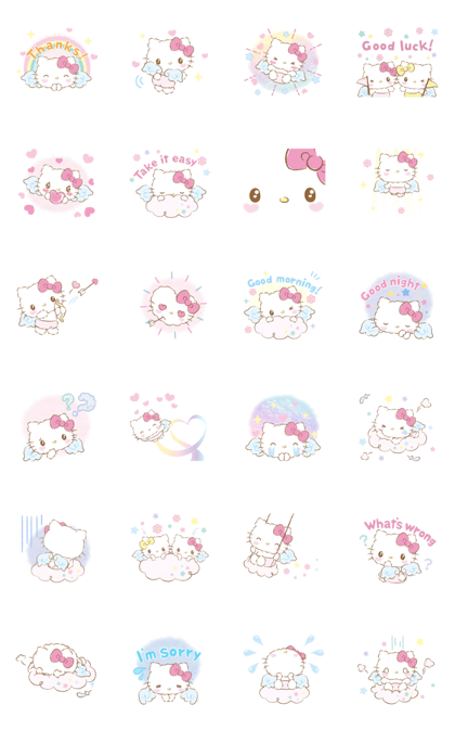 Hello Kitty: Baby Angel Stickers: LINE WhatsApp GIF PNG