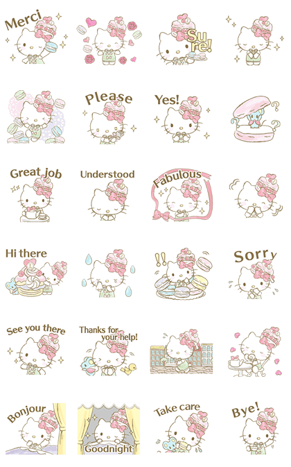 Hello Kitty × Les Secrets LADURÉE Line Sticker GIF & PNG Pack: Animated & Transparent No Background | WhatsApp Sticker