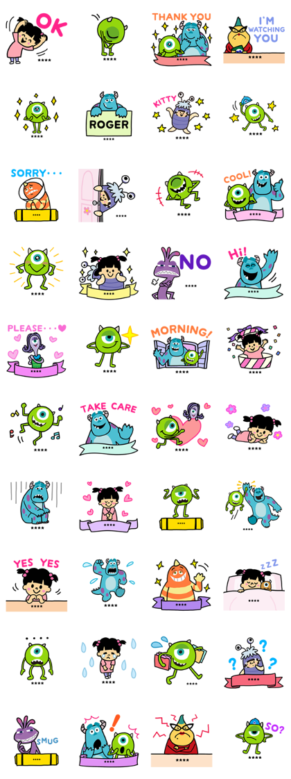 Monsters, Inc. Custom Stickers Line Sticker GIF & PNG Pack: Animated & Transparent No Background | WhatsApp Sticker