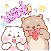 Pig & Bear Big Stickers Sticker for LINE & WhatsApp | ZIP: GIF & PNG