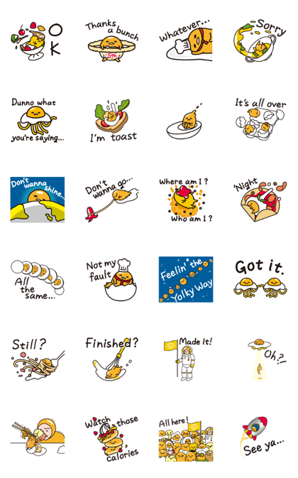 gudetama in Space Line Sticker GIF & PNG Pack: Animated & Transparent No Background | WhatsApp Sticker