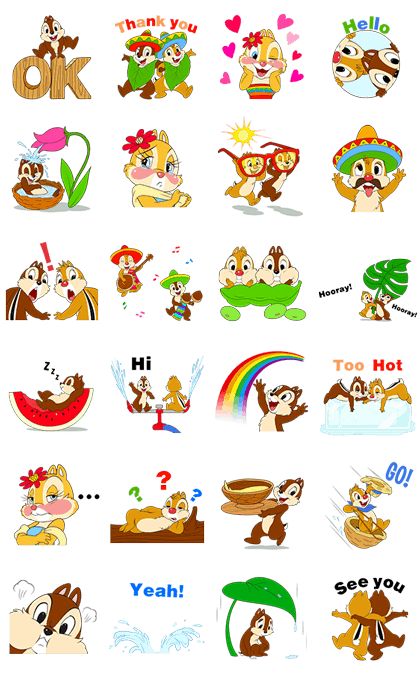 Chip 'n' Dale Summer Delight Stickers Line Sticker GIF & PNG Pack: Animated & Transparent No Background | WhatsApp Sticker