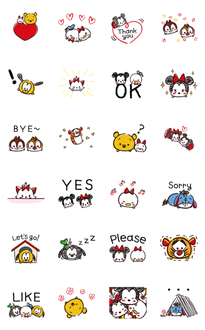 Disney Tsum Tsum (Sketch Style) Line Sticker GIF & PNG Pack: Animated & Transparent No Background | WhatsApp Sticker