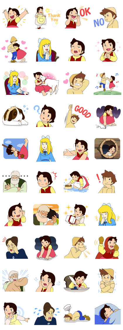 HEIDI A GIRL OF THE ALPS. Line Sticker GIF & PNG Pack: Animated & Transparent No Background | WhatsApp Sticker
