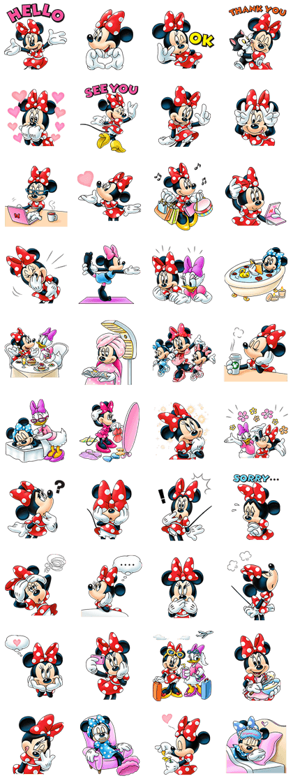 Minnie Mouse: Sweet Days Line Sticker GIF & PNG Pack: Animated & Transparent No Background | WhatsApp Sticker