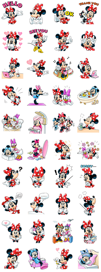 Minnie Mouse Pop-Up Stickers Stickers: LINE WhatsApp GIF PNG