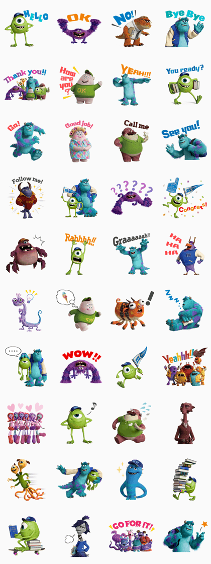 Monsters University Line Sticker GIF & PNG Pack: Animated & Transparent No Background | WhatsApp Sticker