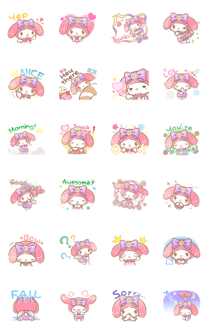 My Melody: Absolutely Adorable Line Sticker GIF & PNG Pack: Animated & Transparent No Background | WhatsApp Sticker