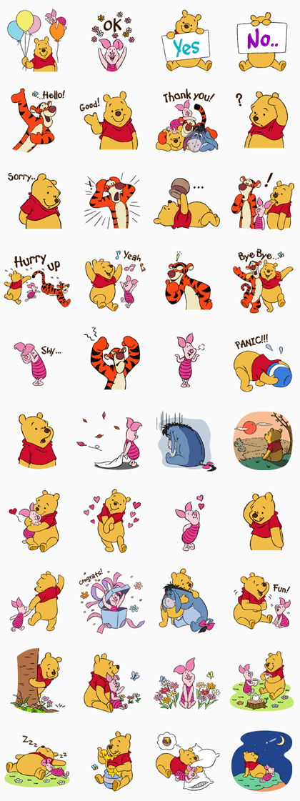Pooh and Friends Line Sticker GIF & PNG Pack: Animated & Transparent No Background | WhatsApp Sticker