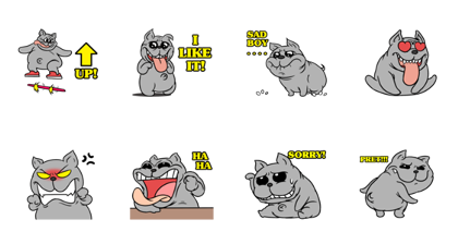 SPIKE THE BULLDOG Line Sticker GIF & PNG Pack: Animated & Transparent No Background | WhatsApp Sticker
