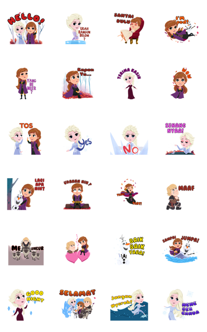 Frozen 2 × Boonshoes Line Sticker GIF & PNG Pack: Animated & Transparent No Background | WhatsApp Sticker